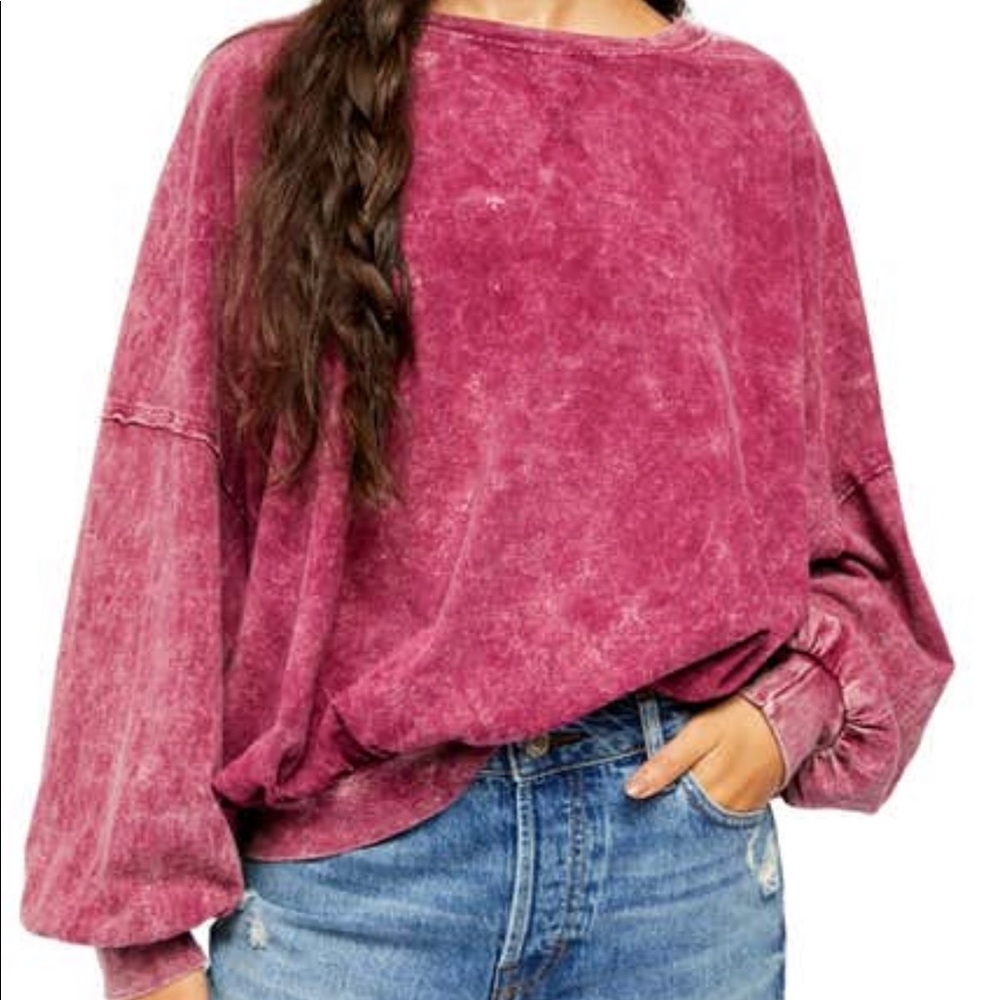 FREE PEOPLE || We The Free: Cotton Pullover in Wine Red - SZ Small